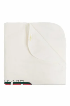Gucci Kids WHITE Cotton baby blanket