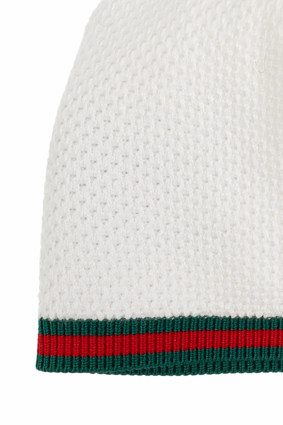 Gucci Kids WHITE Cotton hat with signature Web stripe