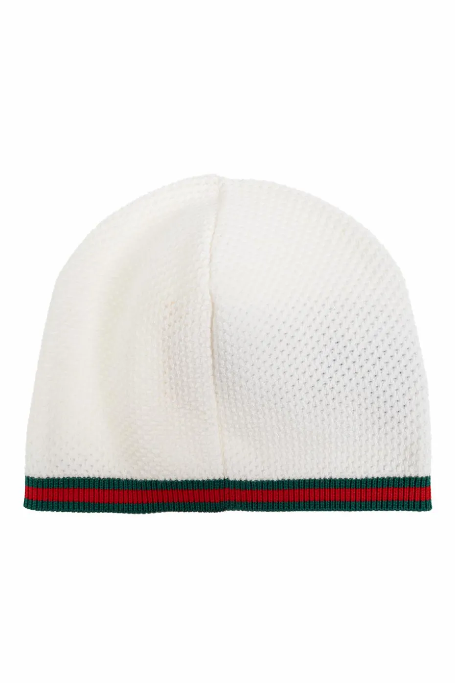 Gucci Kids WHITE Cotton hat with signature Web stripe