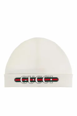 Gucci Kids WHITE Cotton hat with printed logo