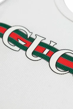 Gucci Kids WHITE Cotton top with logo