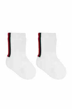 Gucci Kids WHITE Socks with āWebā stripe motif