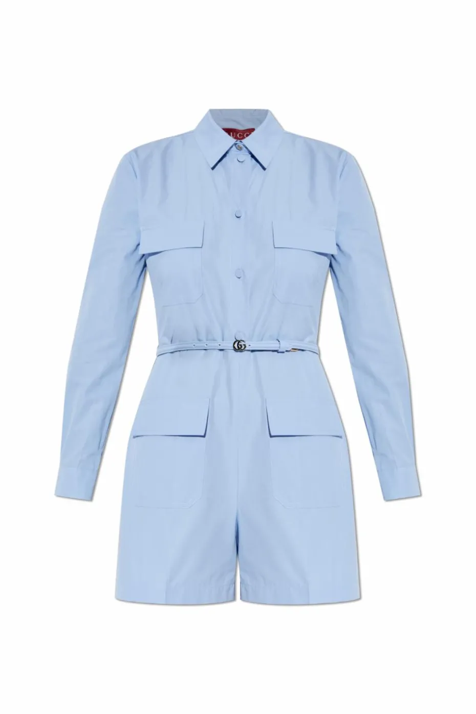 Gucci light blue Cotton jumpsuit with pockets