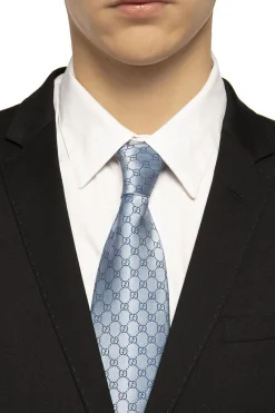 Gucci light blue Embroidered tie