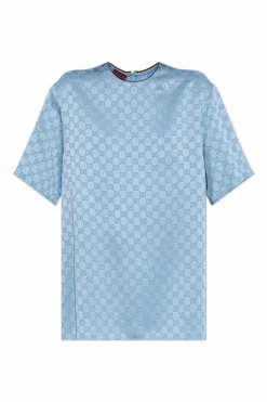 Gucci light blue Loose-fitting top with GG pattern