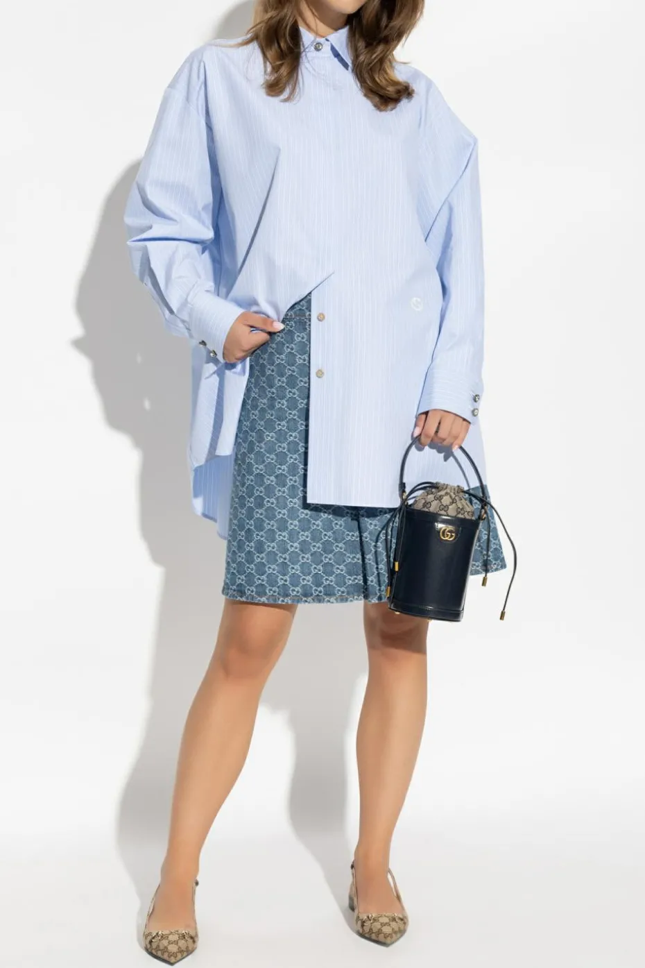 Gucci light blue Striped pattern shirt