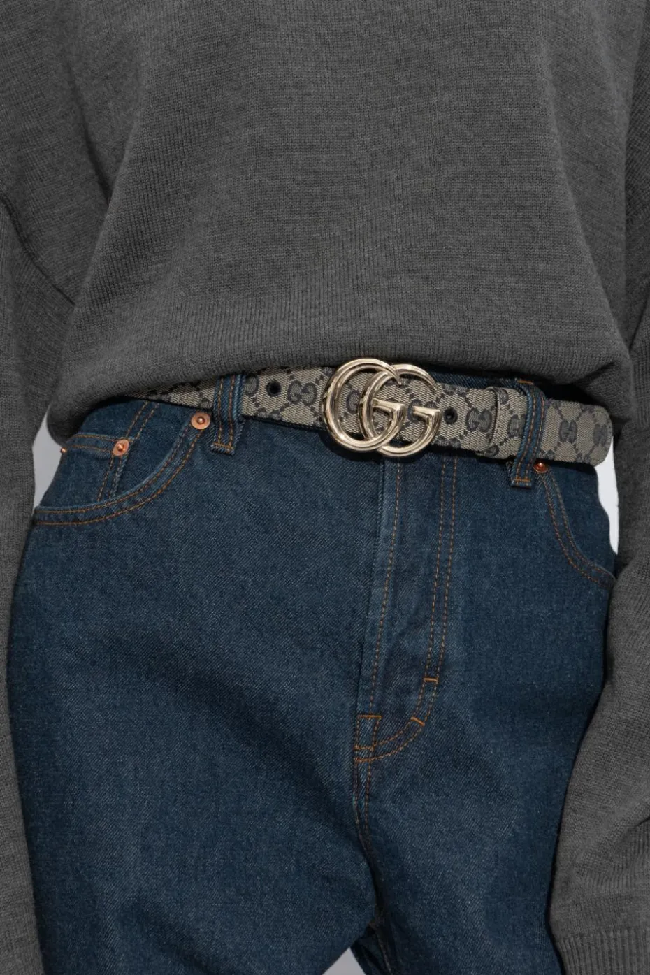 Gucci NAVY BLUE Belt with monogram