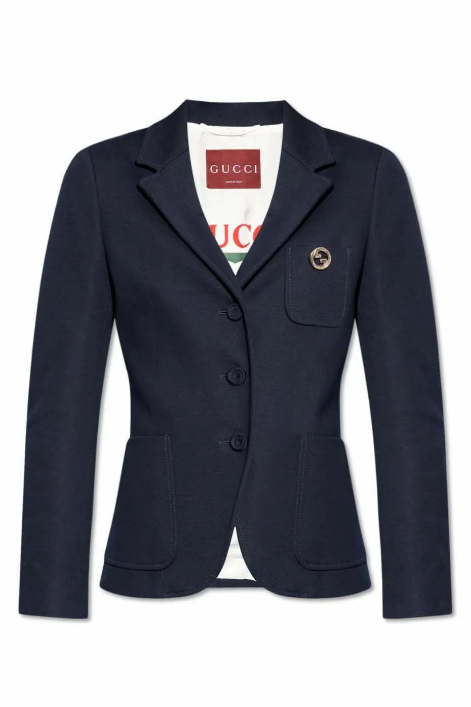Gucci NAVY BLUE Blazer with a logo-shaped pin