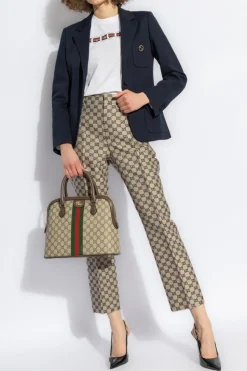 Gucci NAVY BLUE Blazer with a logo-shaped pin