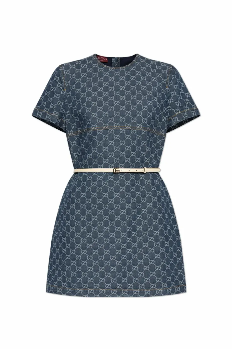 Gucci NAVY BLUE Denim dress with GG pattern