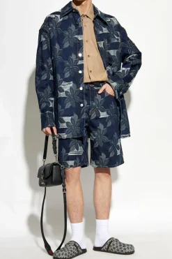 Gucci NAVY BLUE Denim jacket with floral motif