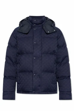Gucci NAVY BLUE Down jacket with removable hood