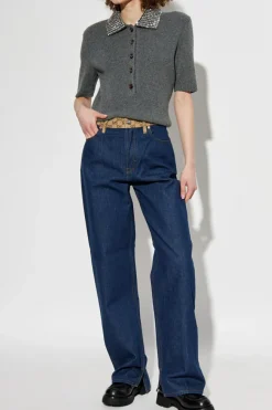Gucci NAVY BLUE Jeans with GG pattern