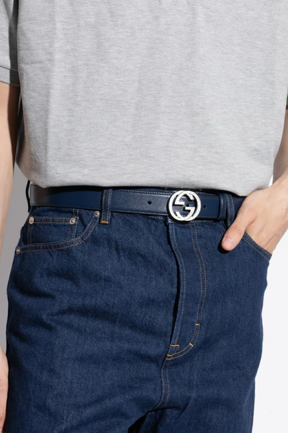 Gucci NAVY BLUE Leather belt
