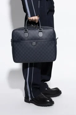 Gucci NAVY BLUE Monogram briefcase