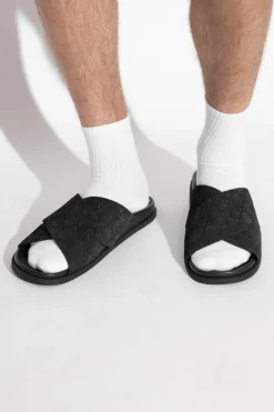 Gucci NAVY BLUE Monogram slides