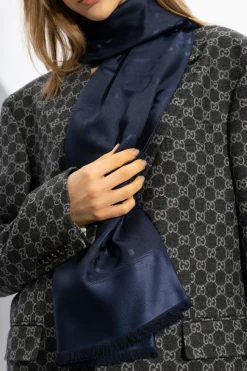 Gucci NAVY BLUE Monogrammed shawl