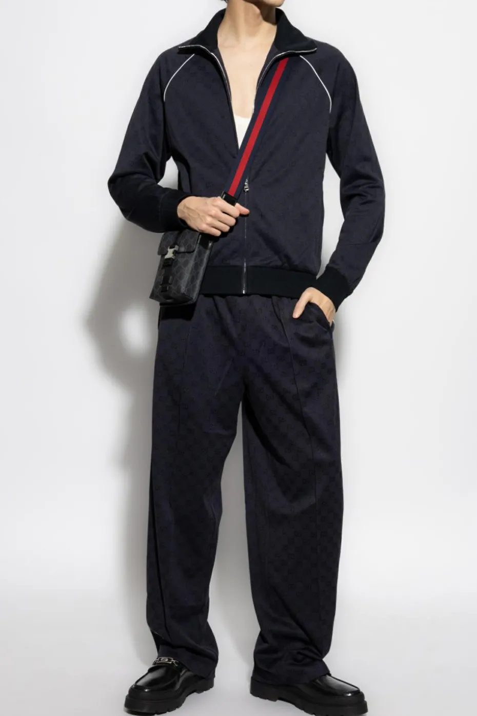 Gucci NAVY BLUE Pants with GG pattern