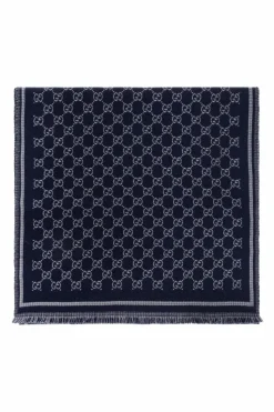 Gucci NAVY BLUE Scarf with monogram