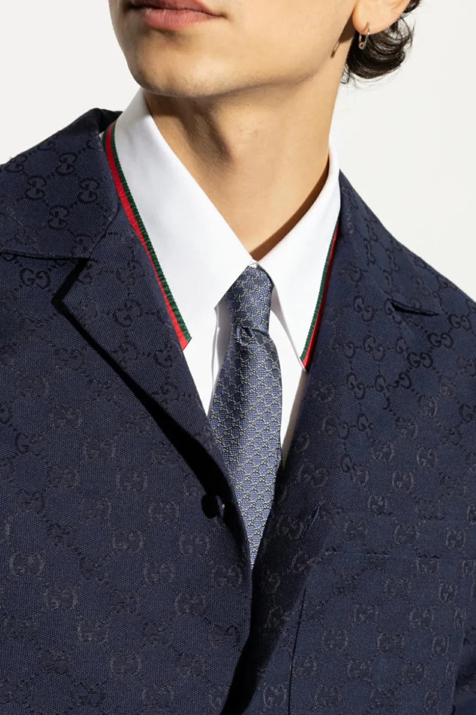 Gucci NAVY BLUE Silk tie with monogram