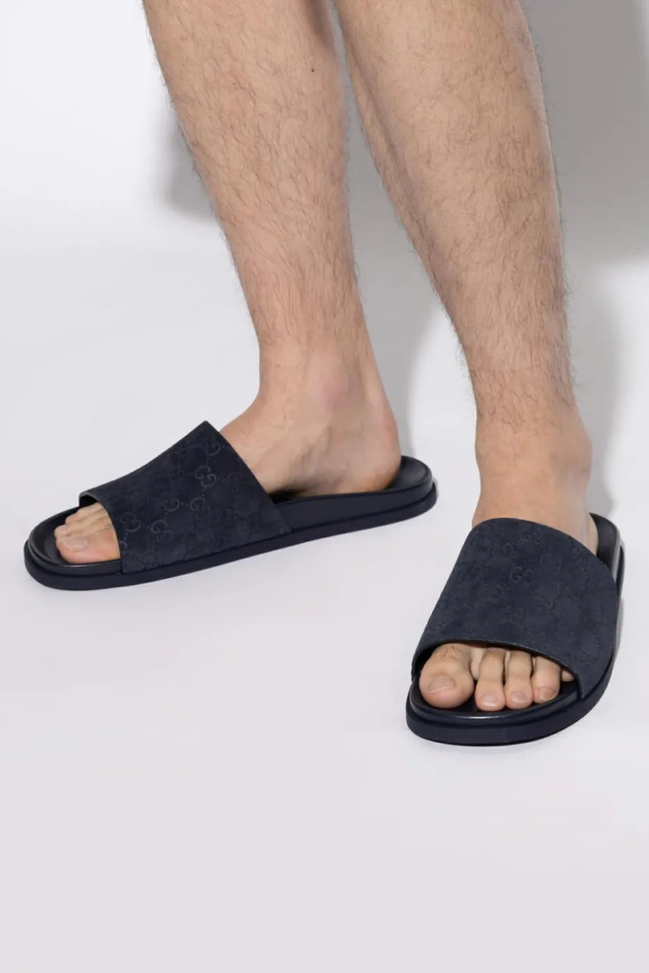 Gucci NAVY BLUE Suede slides