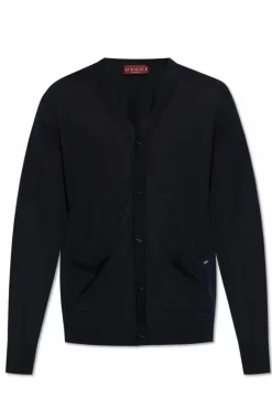 Gucci NAVY BLUE Wool cardigan with pockets