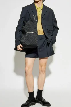 Gucci NAVY BLUE Wool shorts with logo