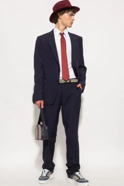 Gucci NAVY BLUE Wool suit with GG pattern