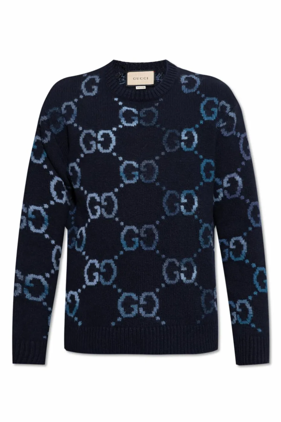 Gucci NAVY BLUE Wool sweater with GG pattern