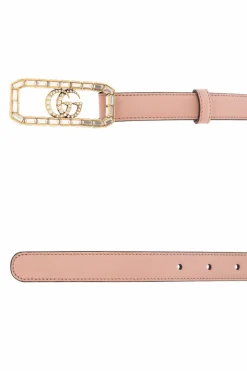 Gucci PINK Leather belt with logo