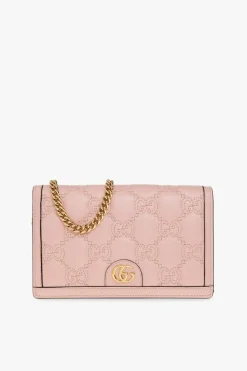 Gucci PINK Quilted wallet with chain