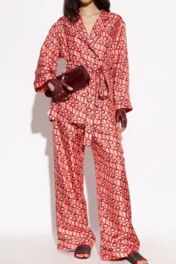 Gucci PINK Silk pants with a loose fit