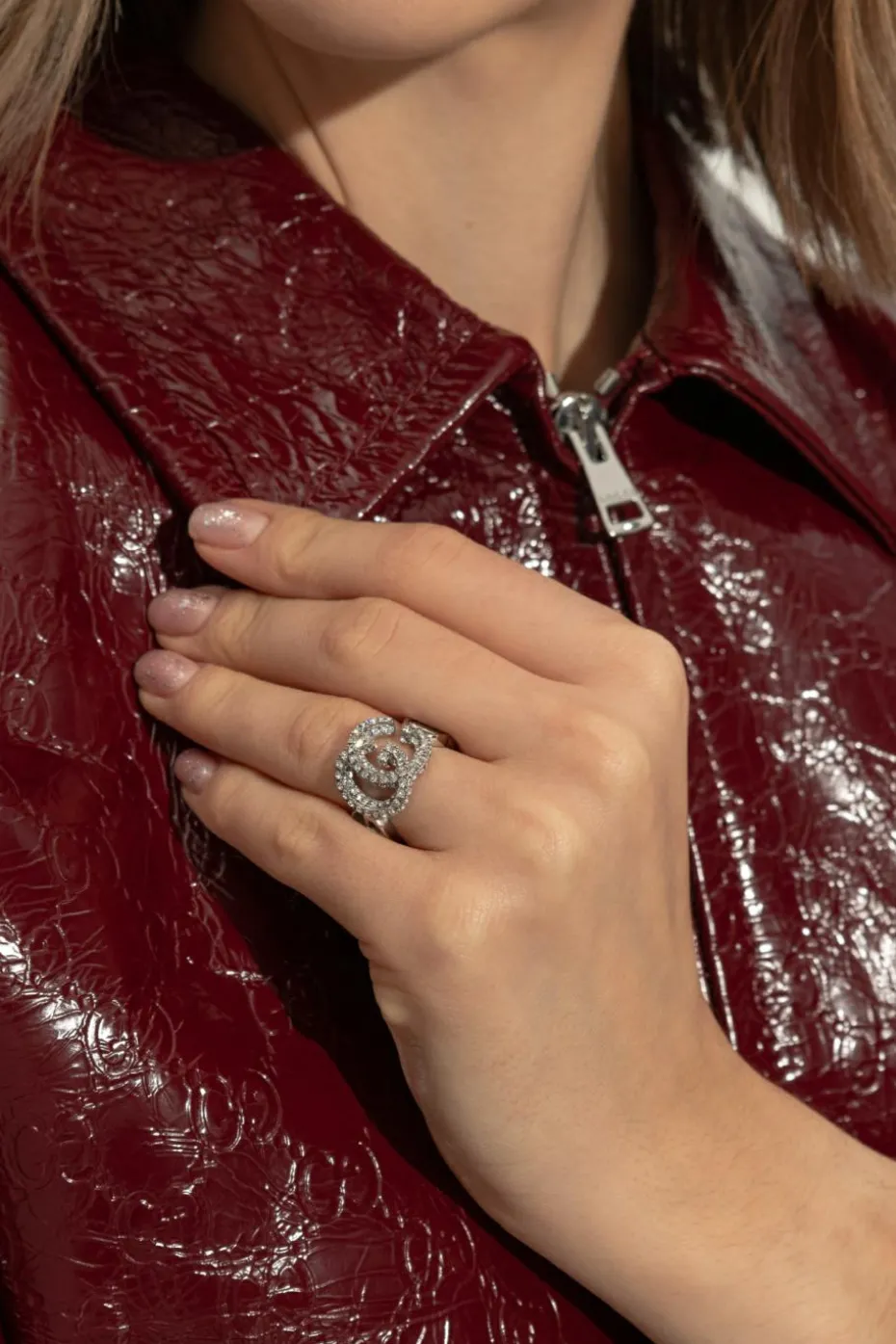 Gucci SILVER Ring with shimmering crystals