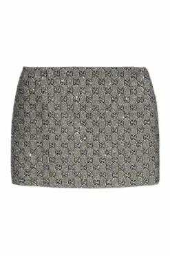 Gucci SILVER Short skirt with lurex thread