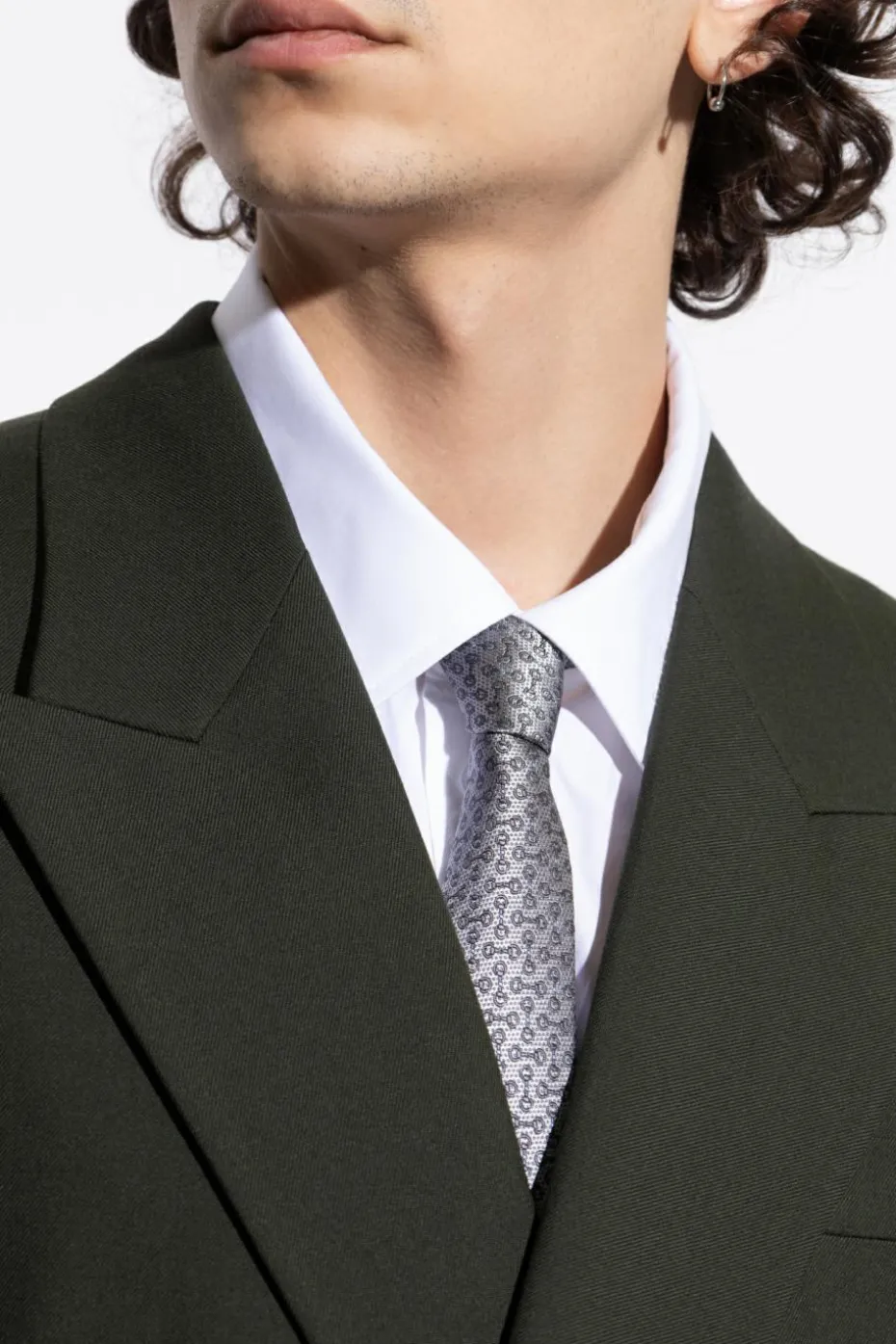 Gucci SILVER Silk tie
