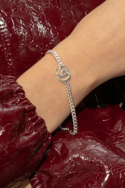 Gucci SILVER Silver bracelet with logo-shaped charm
