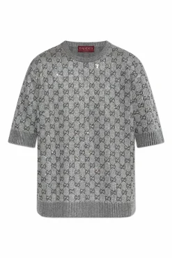 Gucci SILVER Sweater with Lurex thread and shimmering appliquƩs
