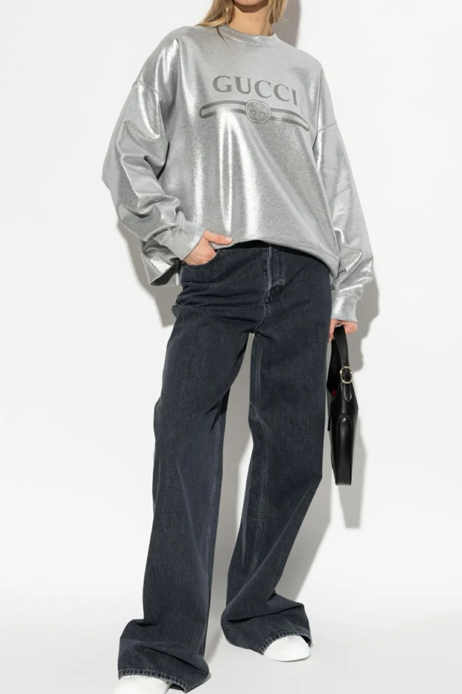 Gucci SILVER Sweatshirt with lurex thread