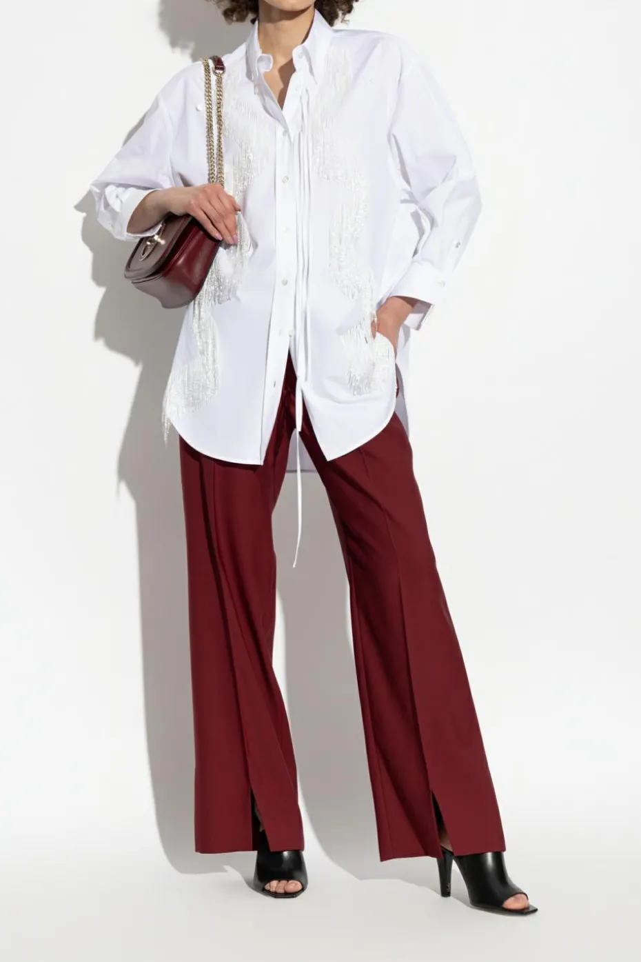 Gucci WHITE Shirt with shimmering fringes