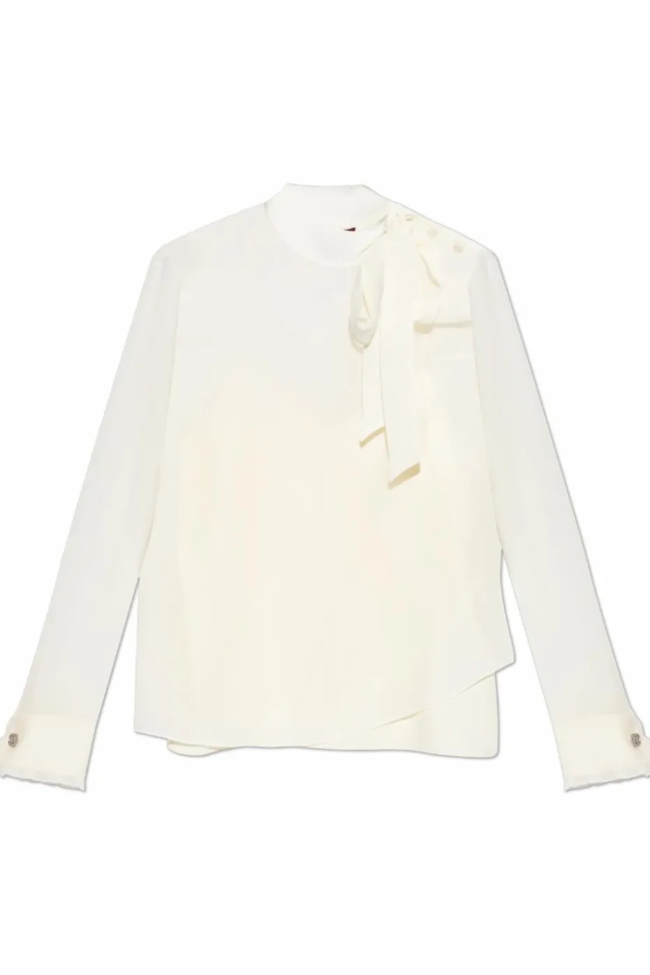 Gucci WHITE Silk top with stand-up collar