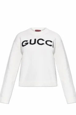 Gucci WHITE Sweater with embroidered logo