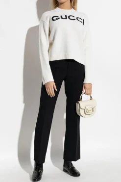Gucci WHITE Sweater with embroidered logo