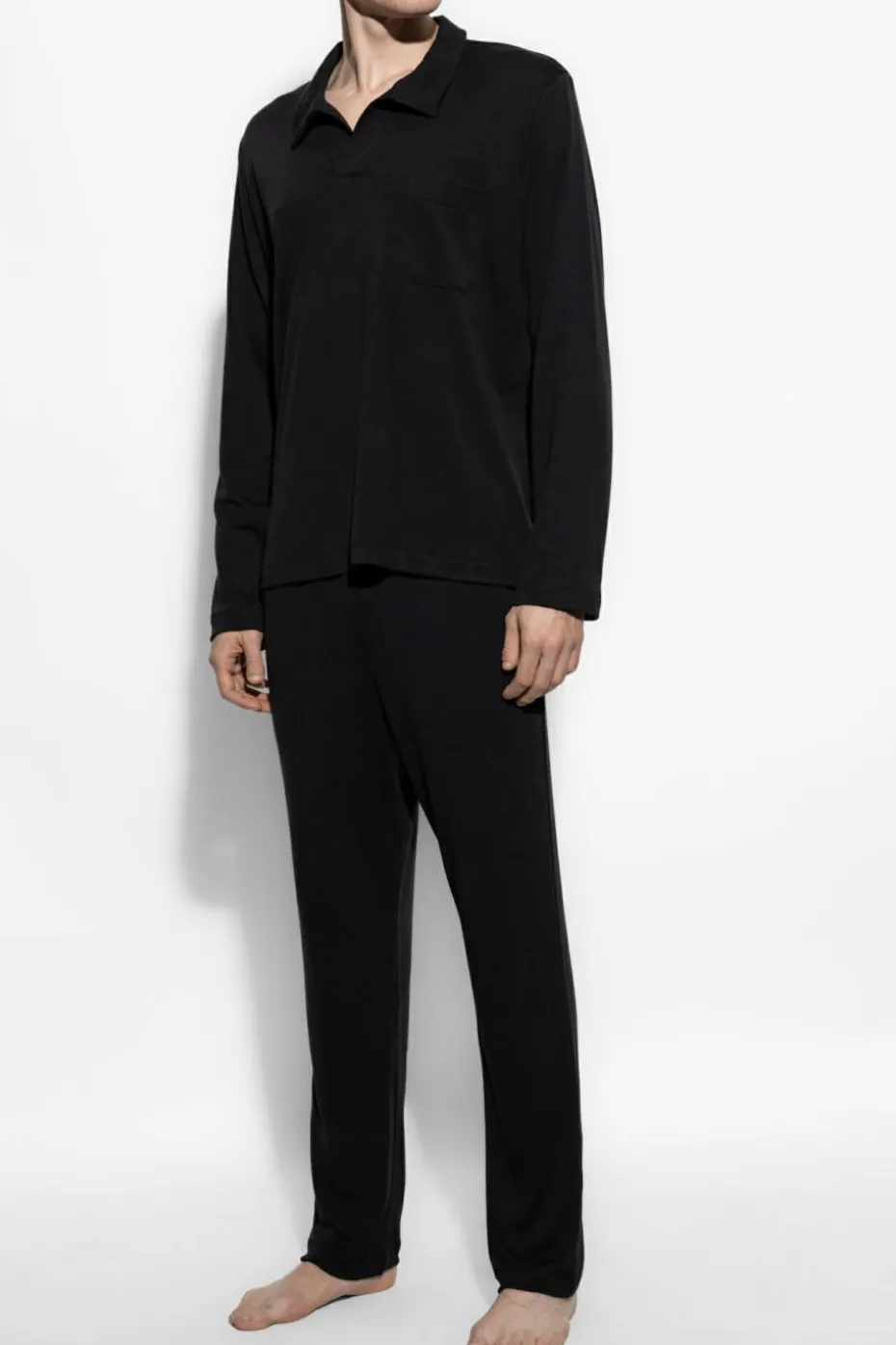 Hanro BLACK Polo Christian with long sleeves