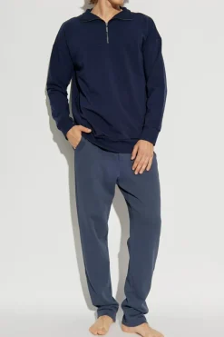 Hanro NAVY BLUE Sweatshirt with collar