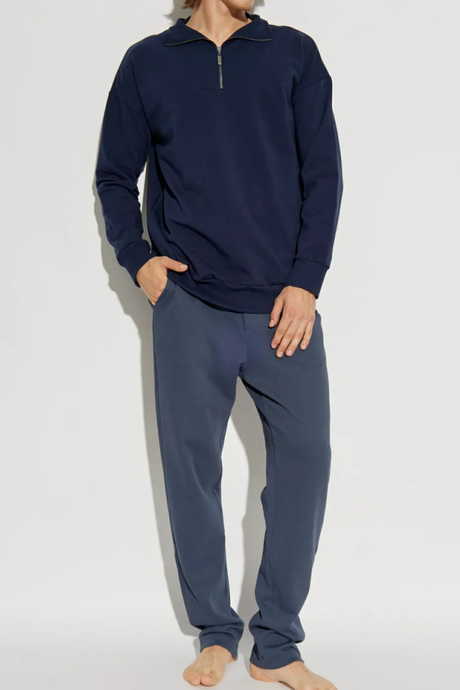 Hanro NAVY BLUE Sweatshirt with collar
