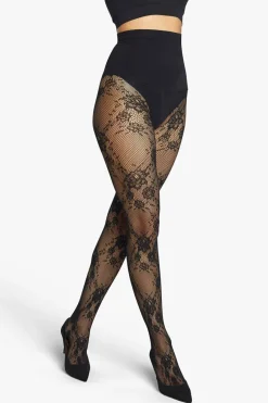 Heist Studios BLACK Tights "The Floral Lace"