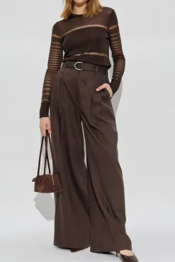 Helmut Lang BROWN Wide-leg crease trousers