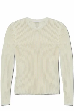 Helmut Lang cream Ribbed long sleeve top