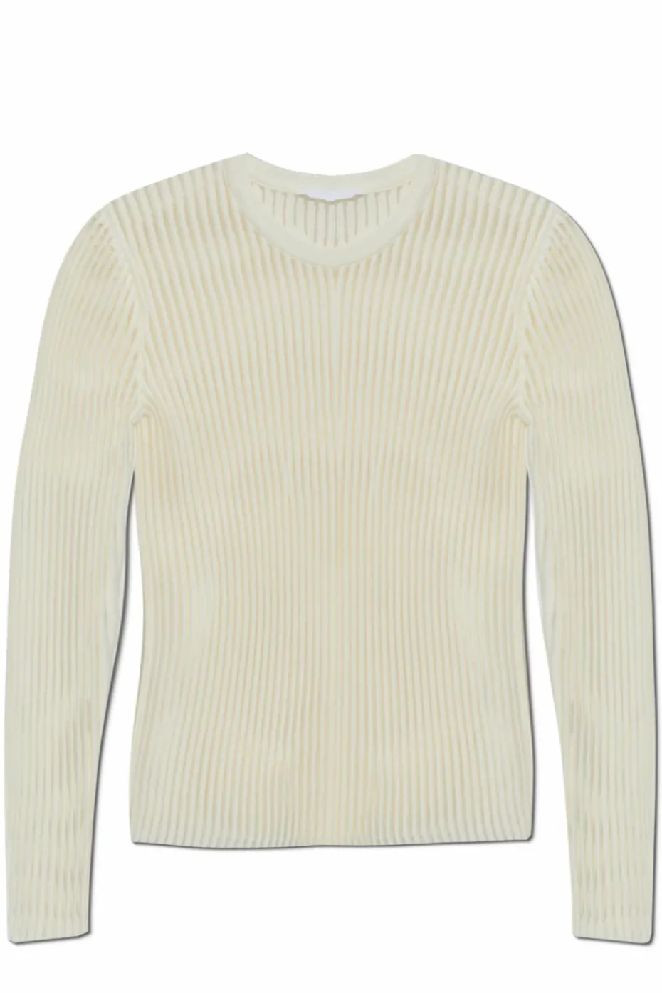 Helmut Lang cream Ribbed long sleeve top