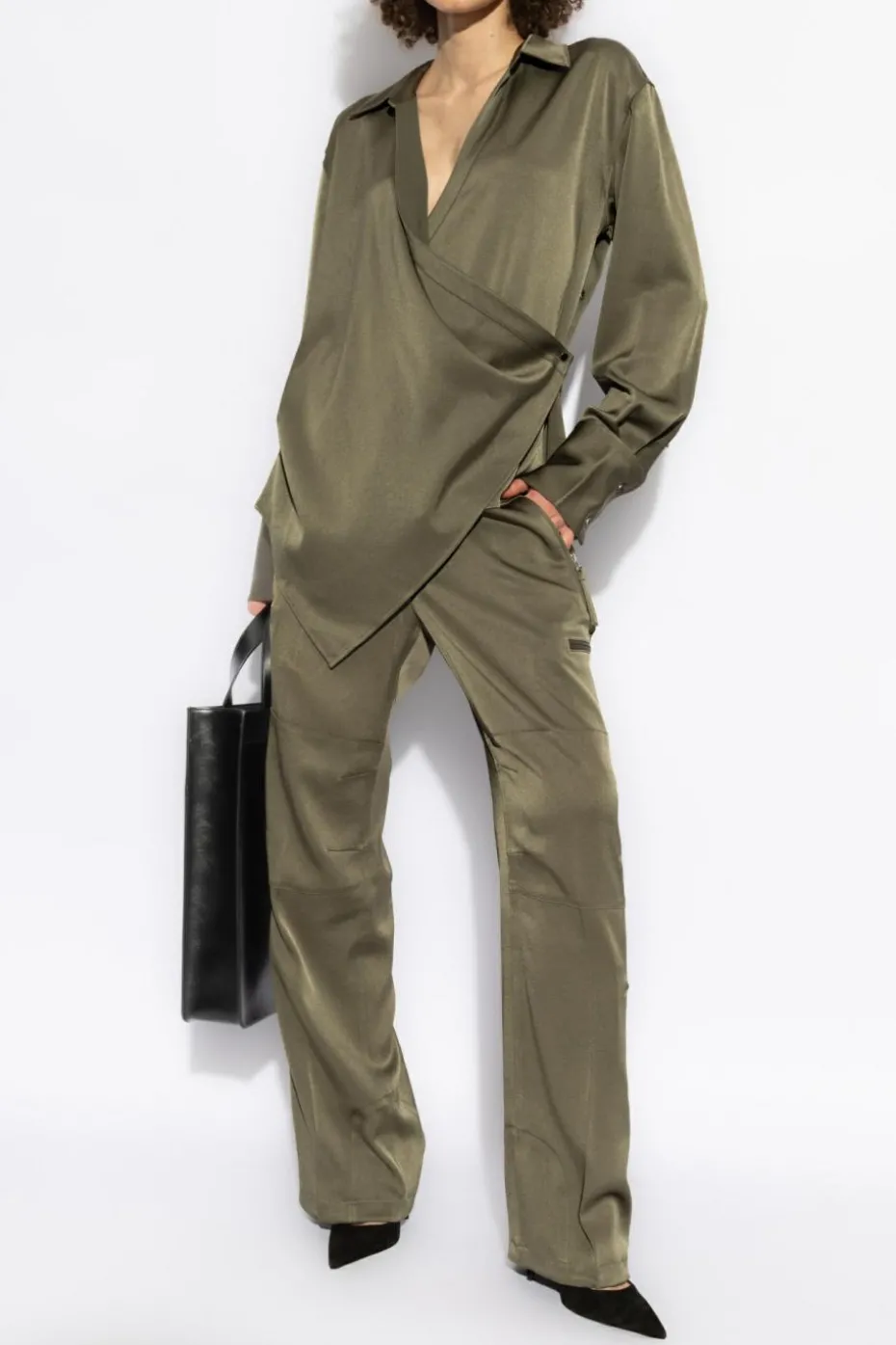 Helmut Lang GREEN Pants with numerous pockets